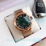 Discount Price Replica Cartier Ballon Bleu de D-Green Dial Rose Gold Watch